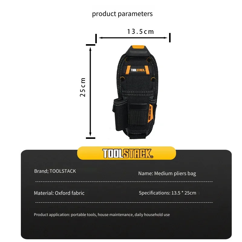 Borsa Porta Attrezzi Multifunzionale TOOLSTACK di Media Grandezza, Borsa da Cintura per Pinze con Gancio Rapido - immagine 6