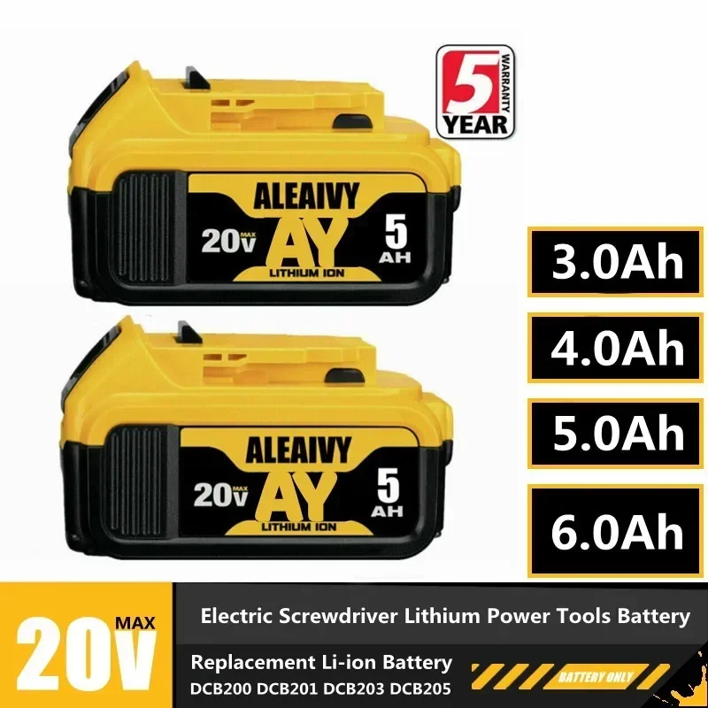 

Новый аккумулятор 20 в 18650 Ач, замена электроинструмента для DeWalt DCB184 DCB181 DCB182 DCB200 20 в 6 А 18 в, аккумулятор и зарядное устройство