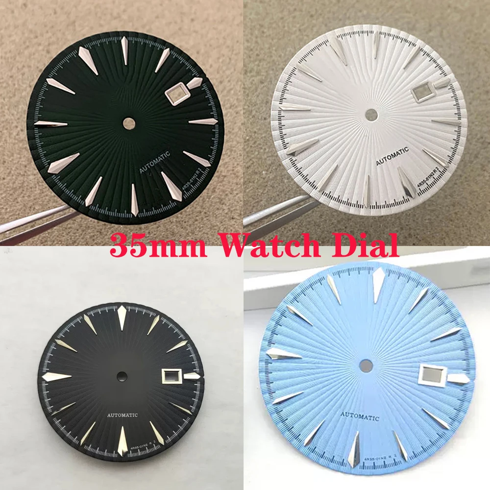 

New NH35 Dial 35mm No Luminous Watch Dial for NH35 NH36 4R 7S Movement Sky Blue/Dark Green/Black/White Watch Faces Accessories