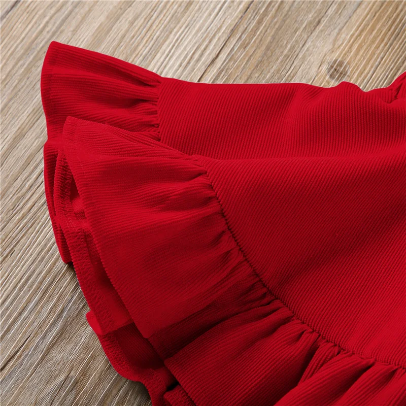 Blotona Baby Girls Solid Color Suspender Skirt Sleeveless Square Collar Large Hem High Waist Dress Ruffles