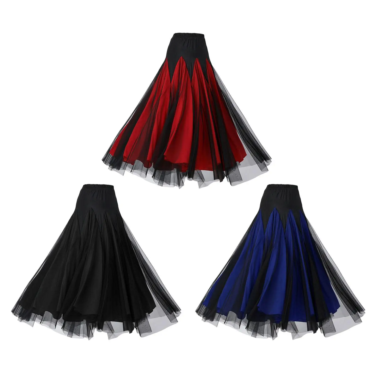 Women Ballroom Dance Skirt Latin Dance Dress Long Swing Skirt for Latin Stage Performance Party Practice Competition Show