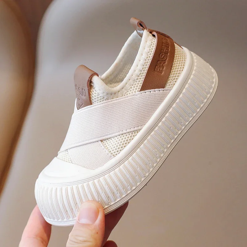 Children's Tennis Shoes Boys Breathable Mesh Casual Sneakers Slip on Soft Sole Kids Shoes Versatile Girls Non-slip Skate Shoes 4