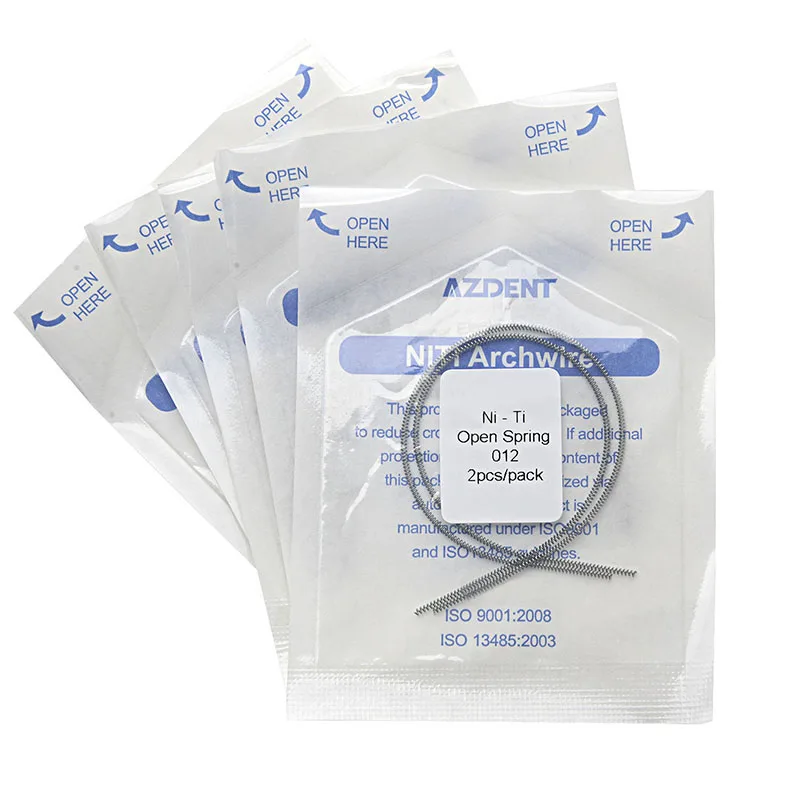 5 Packungen AZDENT Dental Kieferorthopädische offene Feder Niti elastische Schraubenfedern Größe 0,008/0,010/0,012/0,014*180 mm 2 Stück/Packung Zahnmedizin – Detail 4
