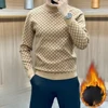 Autumn Winter New Koreon Fashion Fleece Thicken Warm T-Shirt Men Clothing O-Neck Long Sleeve Casual Pullover Bottoming Tops