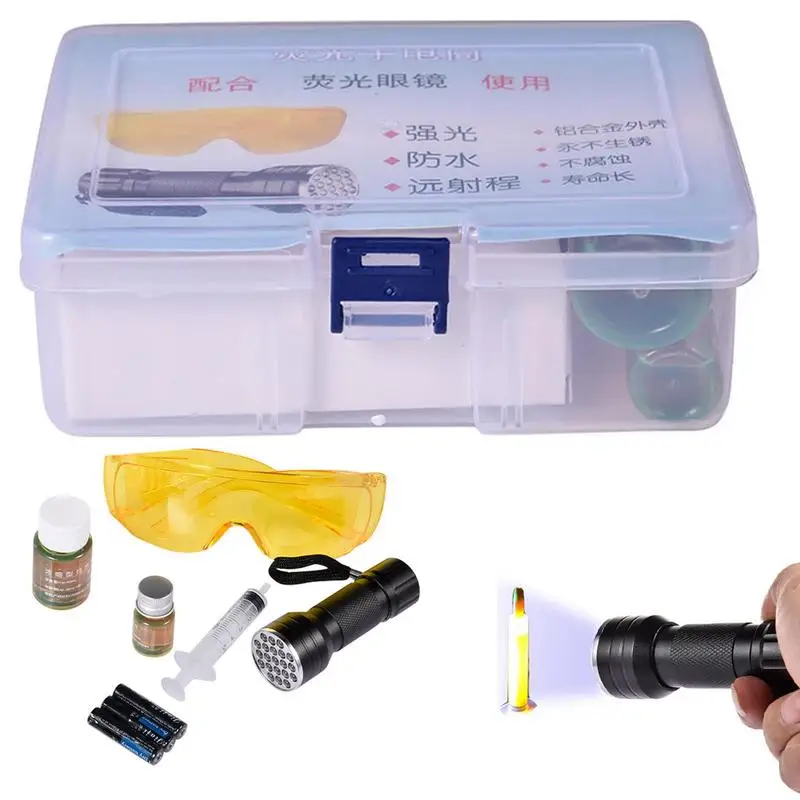 

Flashlight Leak Detector Kit UV Dye Car Accessories Accurate Tools Air Conditioning Repair Tools Fluorescent Protective Glasses