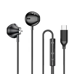 HiFi Bass Stereo USB - C Wired Earbuds with Volume Control and Mic (Black Type C)
