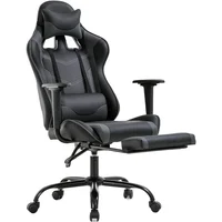 Gaming Chair Cheap Desk Chair Executive PU Leather Rolling Swivel Computer Chair With Lumbar Support Grey Office Furniture 1