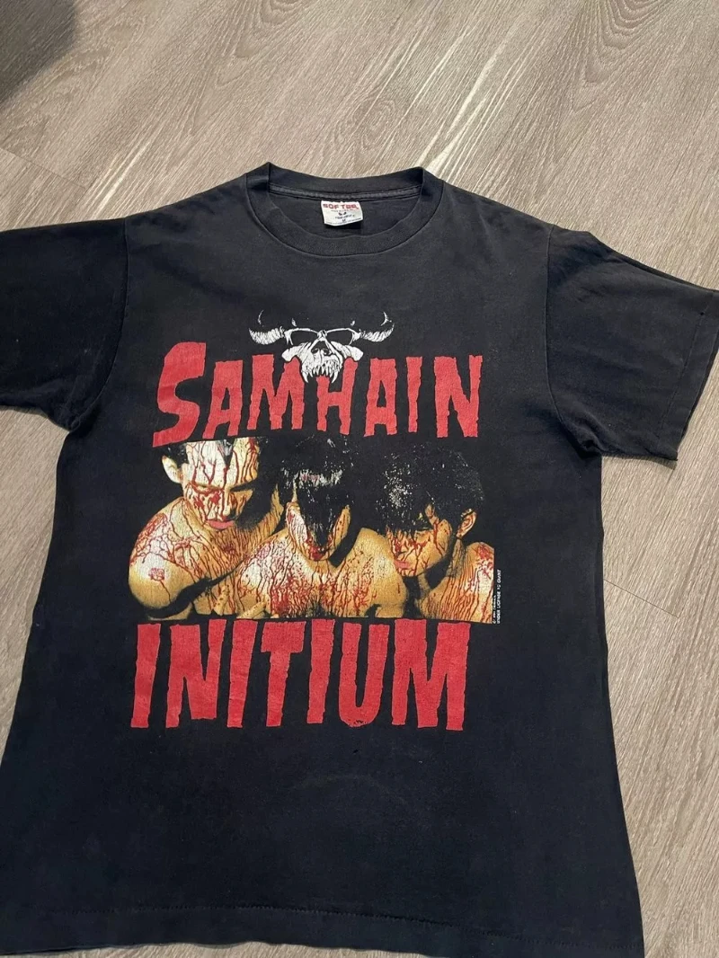 Rare 90s Samhain Initium Shirt Medium Danzig 1990 Black T-Shirt