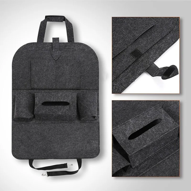 2 Organizer Universali In Feltro Per Schienale Sedili Auto, Tasche Portatutto, Colore Antracite