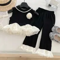 Ensemble de vêtements d'été pour bébés filles, t-shirt + pantalon à volants à fleurs 3D, vêtements de princesse d'anniversaire à la mode pour enfants, 2025 1