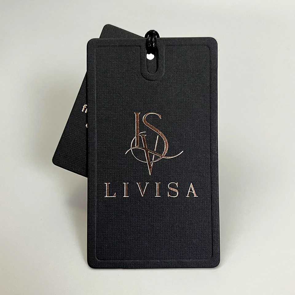 Black Paper Specialty Paper Debossed Bronzing Rose Gold Pattern New Clothing Hangtag