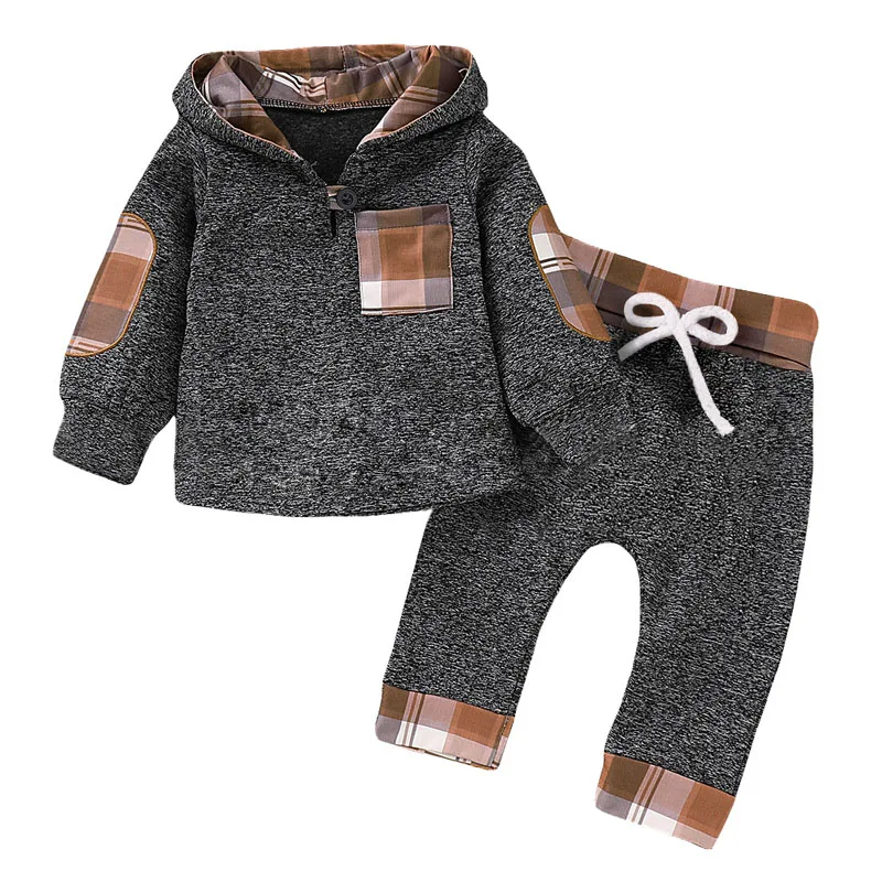 Spring Autumn Newborn Baby Boys Clothes Casual Hoodie Plaid