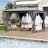 10x13 FT Outdoor Gazebo for Patio, Heavy Duty Party Tent with Double Roofs, Outdoor Canopy with Curtains and Nettings for Deck, 1