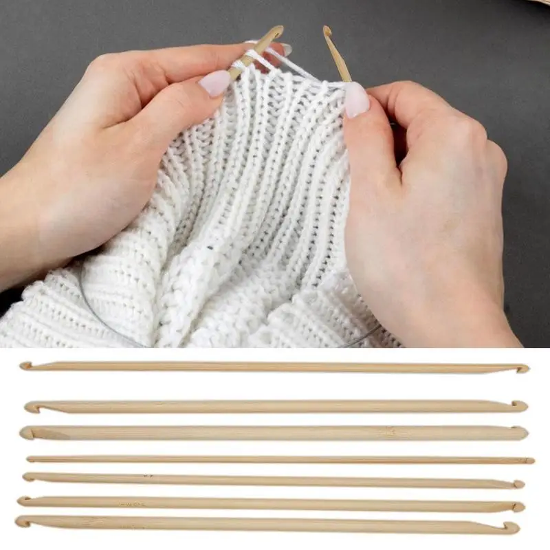 

Double End Crochet Hook Bamboo Crochet Knitting Needles Crocheting Hooks Yarn Weave Tool DIY Handicraft Sewing Accessories
