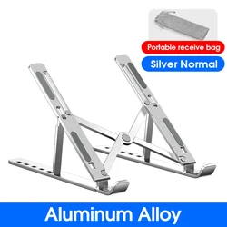 Sleek Aluminum Adjustable Laptop Stand - Portable and Foldable Cooling Holder (N3 Silver)