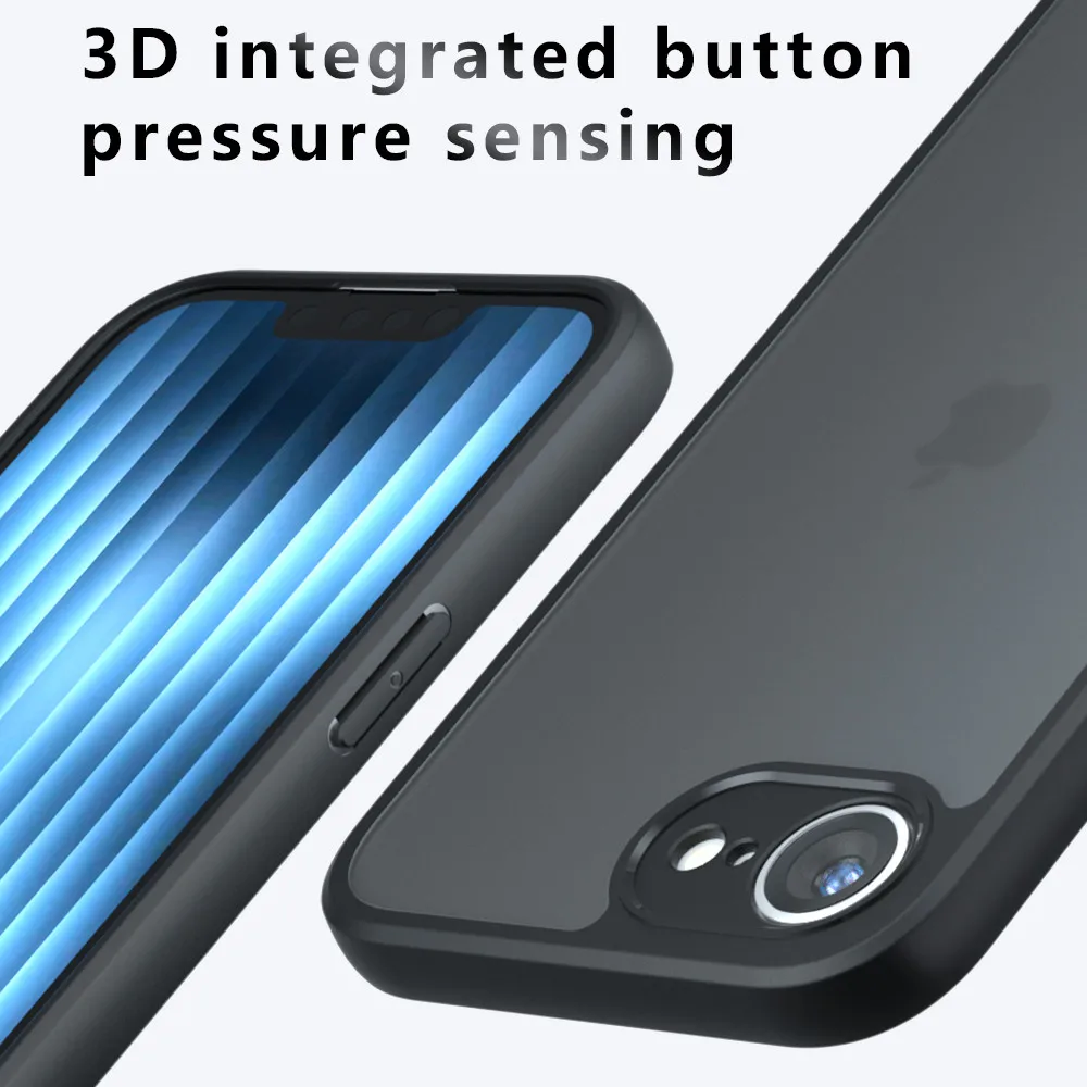 Luxury Armor Matte Shockproof Phone Case with Clear Acrylic Bumper Cover