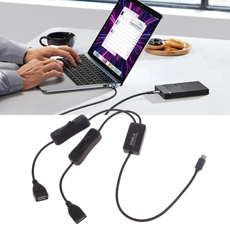 USB 3.1 Type-C OTG HUB Cable 2 in 1 USB C 3.1 Male to Female Plug Cable Hub Type-C to Double 2.0 converter cable
