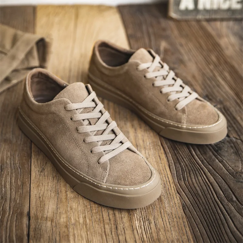 

Cow Suede New Casual Men Shoes Real Leather British Loafers Flats Dress Shoes Man Spring Autumn Designer Shoes Vintage Sneakers