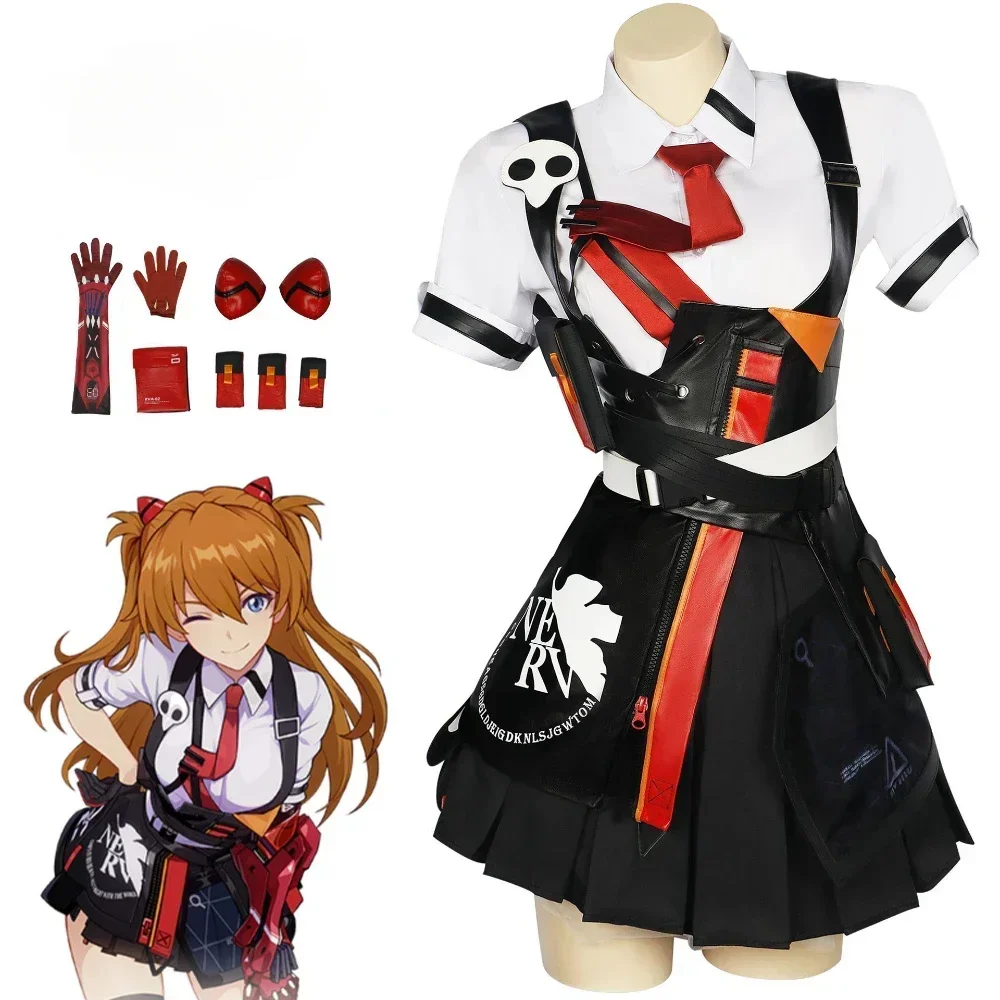 

Game Honkai Impact 3 Asuka Langley Soryu Cosplay Costume Shirt Skirt Socks Suit Adult Women Girls Outfit Halloween Carnival