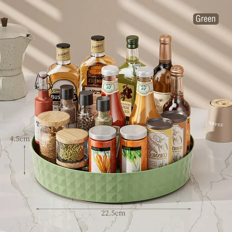 1Pc Kitchen Storage Spice Rack 360 Degree Rotating Cabinet Storage Rack Tray Cosmetic Storage Rack Non-slip Spice Round Rack 3