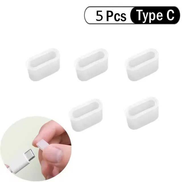 Transparent Type-C Charging Port Dustproof Protector with Anti-Loss Rope