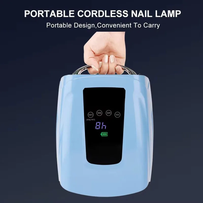 크리스탈 비즈 86W 충전식 네일 램프 15600mAh 배터리 UV 라이트 손톱 무선 젤 건조기 무선 네일 LED 램프