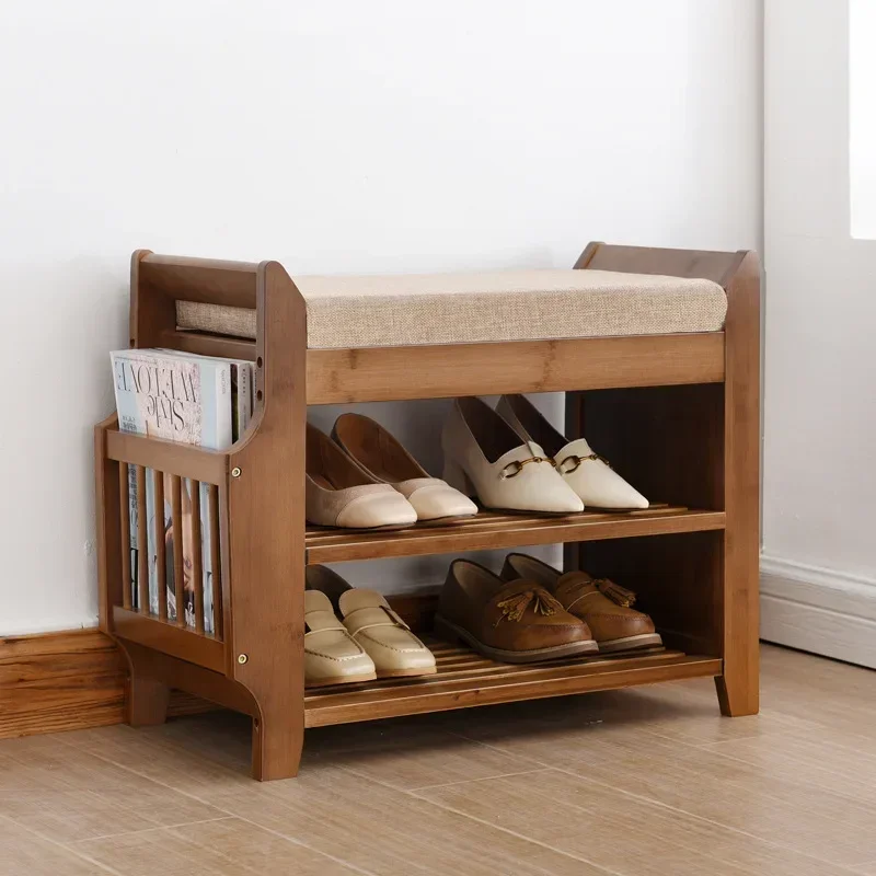 Scarpiera Con Seduta Imbottita Per Ingresso - Mobile Contenitore Scarpe In Legno Con Ante Ribaltabili, Organizzatore Salvaspazio