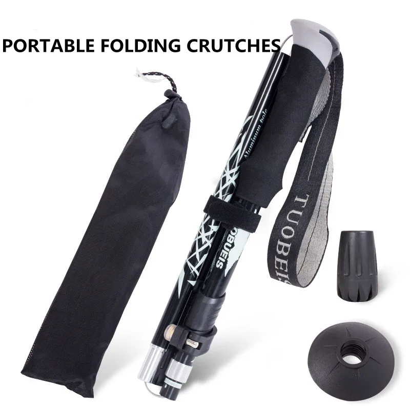 

5-Section Outdoor Foldable Trekking Pole Camping Walking Hiking Sticks Ultralight Aluminum Moutain Climbing Cane For Men Women