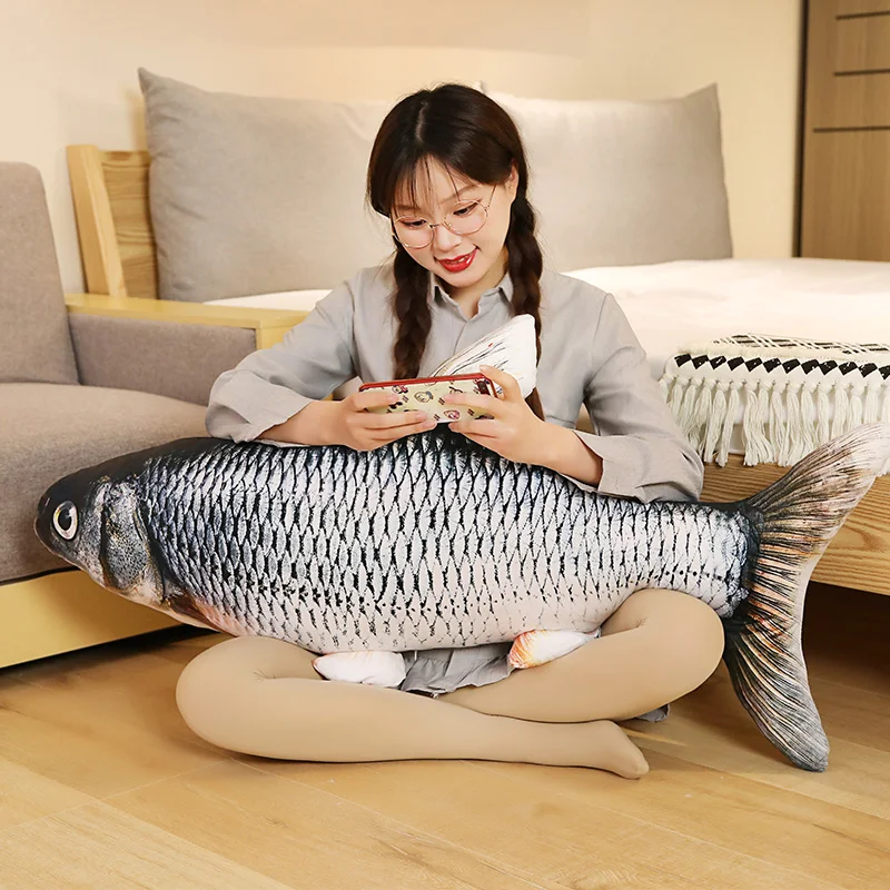 30cm Lifelike Simulation Fish Plush Toys Soft Stuffed Animal Silver Carp Bream Pillow for Pet Dog Creative Toys Xmas Gift images - 6