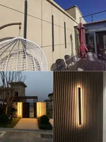 โคมไฟติดผนัง Line Minimalist แถบยาวกันน้ํากลางแจ้งตกแต่งสวน Villa พื้นหลังไฟสวน 3
