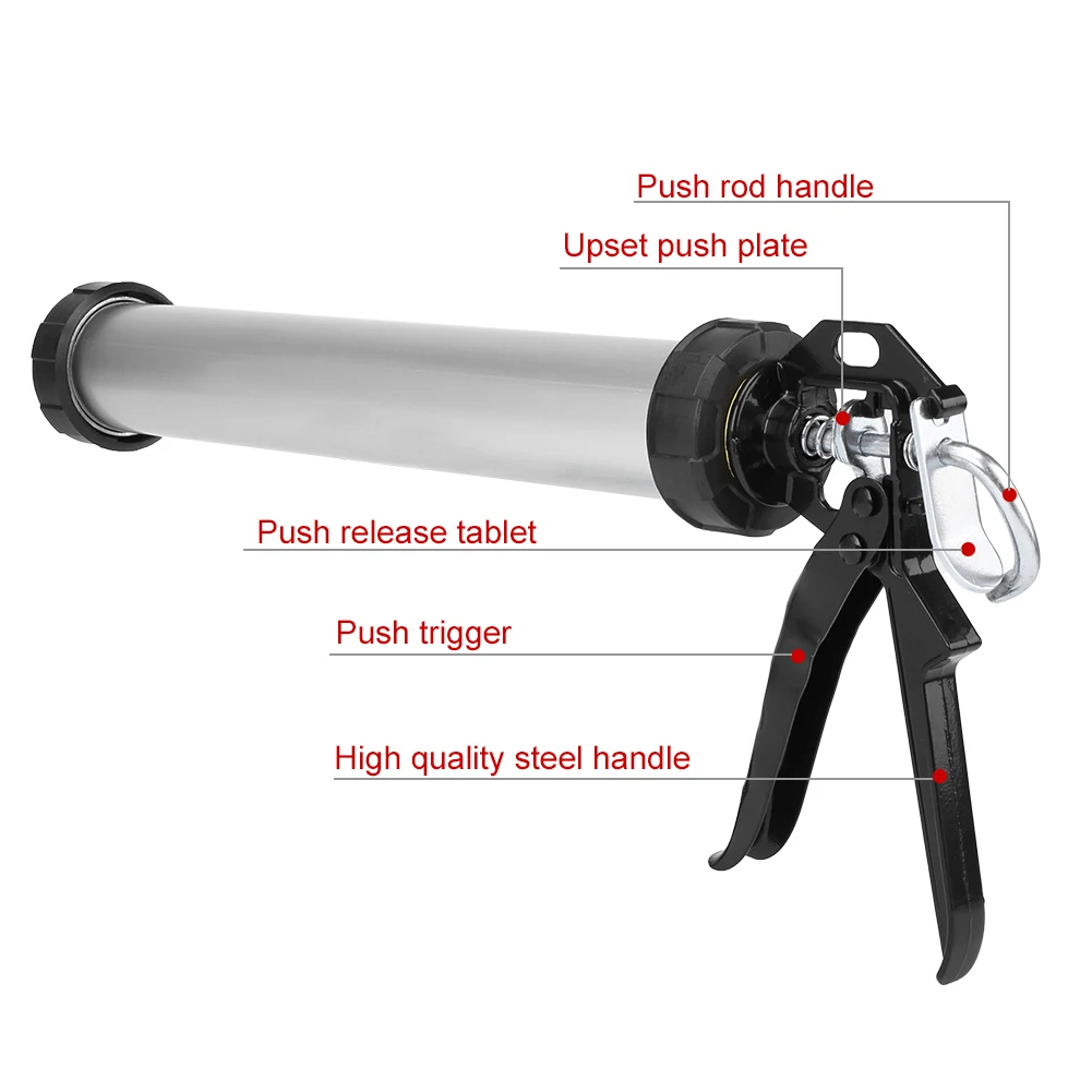 Aluminum Tube Silicone Caulking Gun 600ml Caulk Tool With 10 Nozzles Air Caulking gun Silicone Gun Tools caulking tools caulking gun nozzles caulking gun