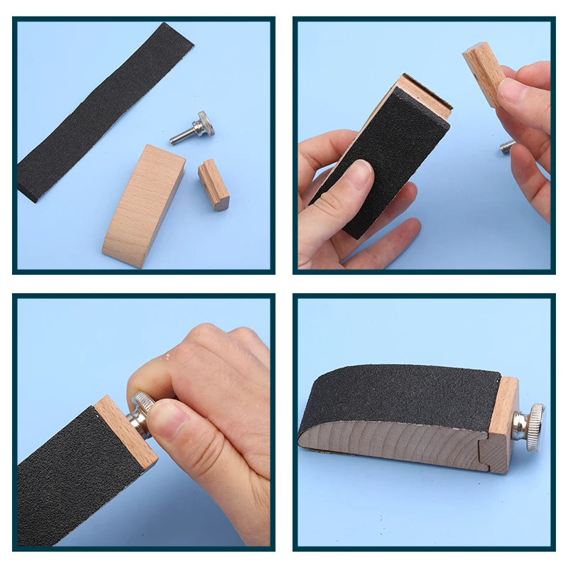 Leather Tools Leather Craft Tool Kit Leather Craft Tools Leather Craft Tool Beech Block Handmade Leather Edge Grinding Sandpaper Treatment Tool Sandalwood DIY Leathercraft Edge Tool 1Pc