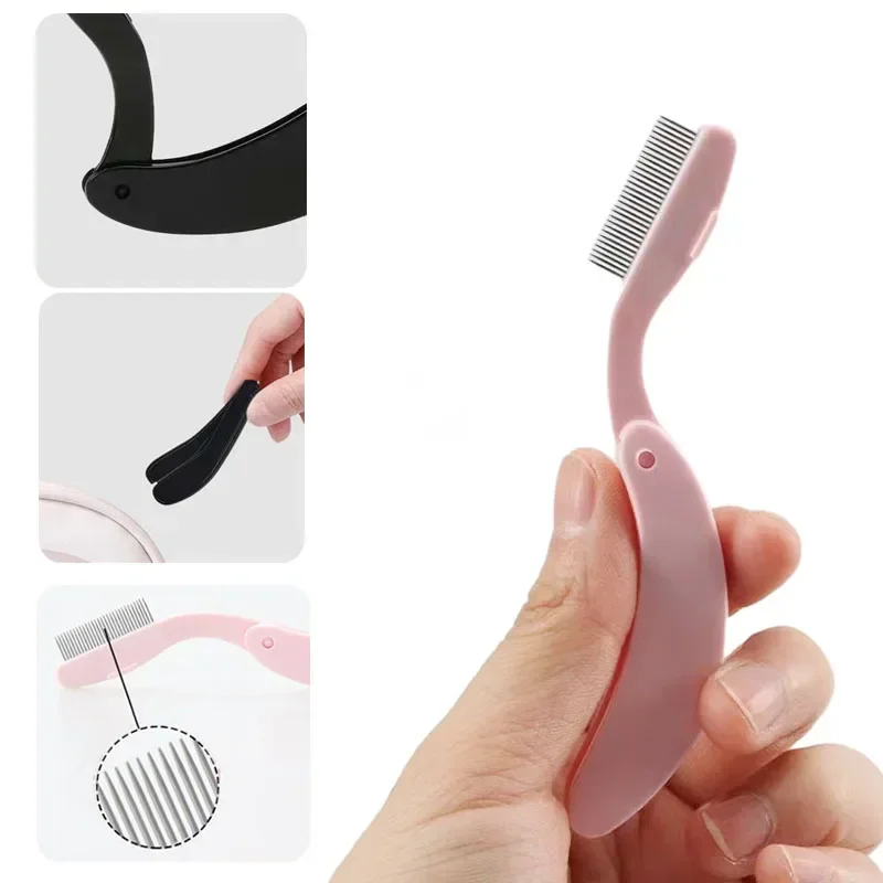 Makeup brushes Foldable Ultra-fine Stainless Steel Eyelash Brush Lash Separator Eyebrow Eyelashes Extension Comb Eyelash Curler Makeup Tools