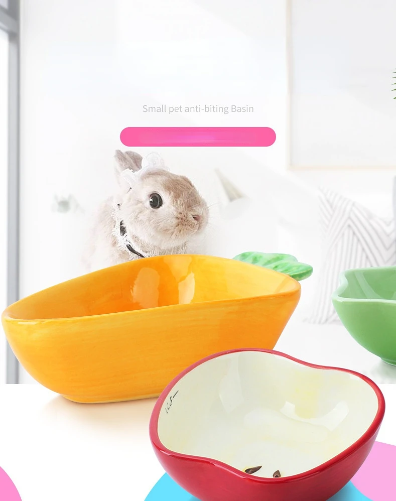 Colorful Rabbit ceramic bowl ceramic bowl for Dutch pig hamster dragon cat feed box rabbit Heart Shaped Bowl