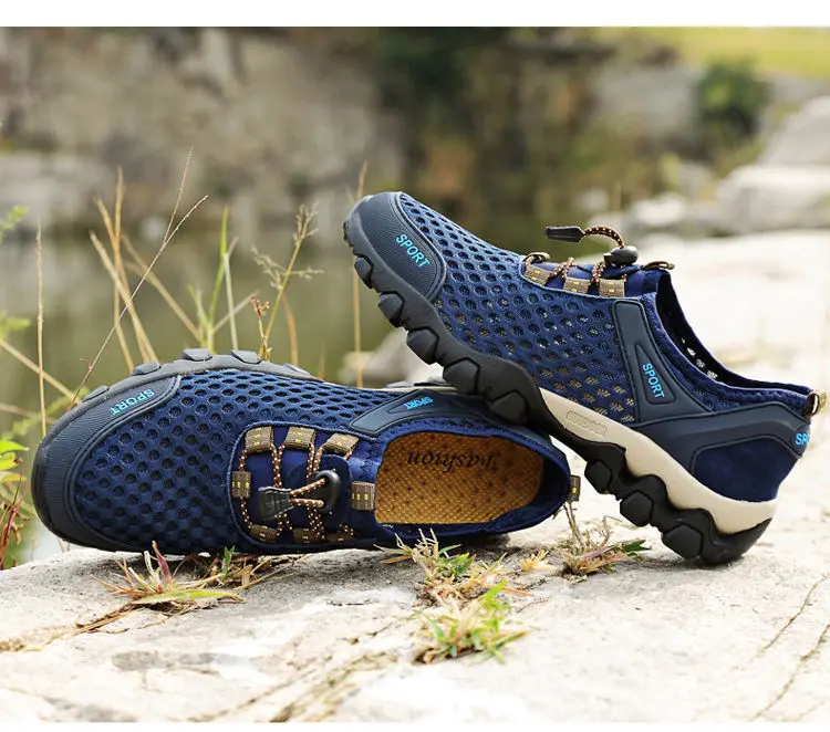 Herren Mesh atmungsaktive Wanderschuhe Sommer rutschfeste weiche Sohle Sportschuhe Outdoor verschleißfeste stoßdämpfende Laufschuhe – Detail 12
