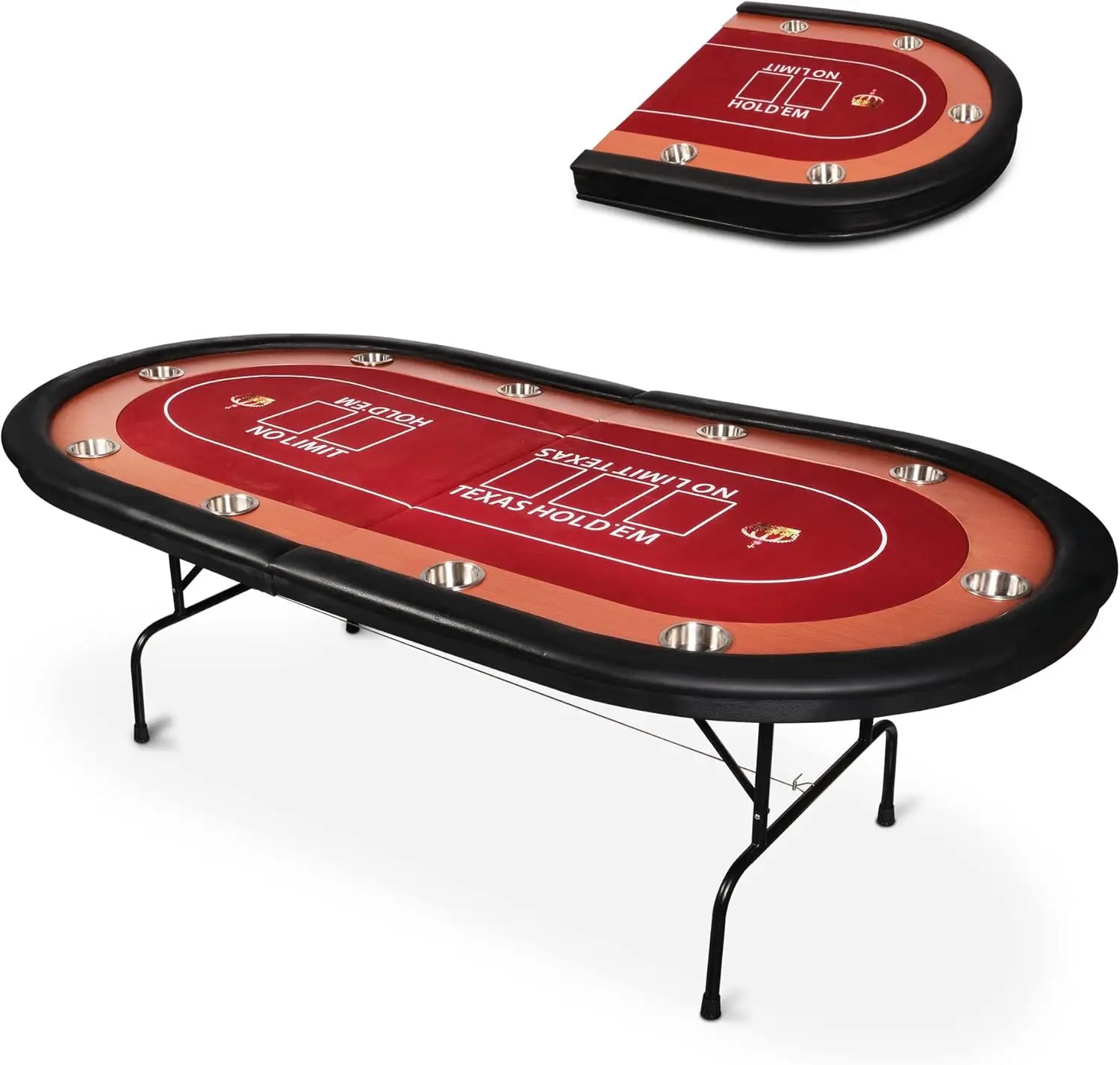 Table Foldable 10 Players Folding Poker Tables for Texas, Card Games, Casino Table with Cup Holder for Blackjack Board Game with