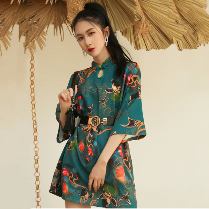 New Chinese Traditional Dress Y2K High Street Women Improved Qipao Chinese Loose Cheongsams ципао 치파오 Vestidos Para Mujer chinese dress