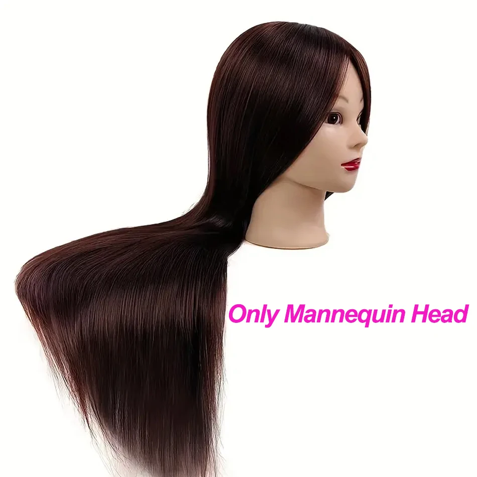 Professional Cosmetology Training Mannequin Head With Synthetic Fibre Hair For Styling And Braiding Beauty Doll Head With Stand