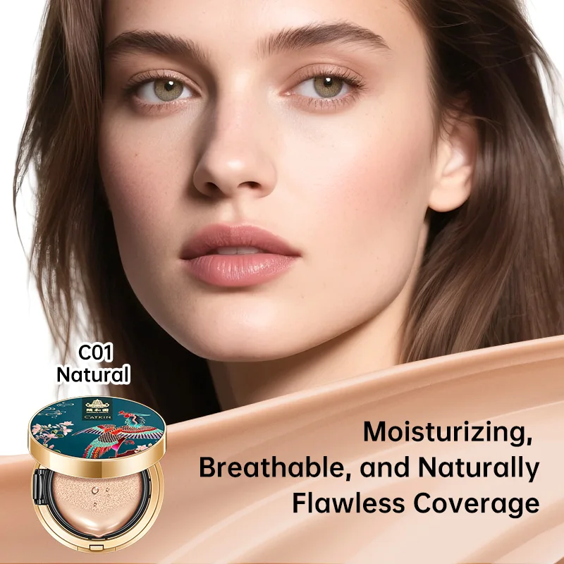Catkin Phoenix Cushion Foundation Full Coverage, Sheer Satin Finish, Refill Included, Light Beige_voghion.com
