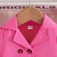 2Pcs/Set For Newborn Baby Girl 6Months -4Years old Long Sleeve Button Coat Suspenders Skirt Princess Dresses For Baby Girl 3