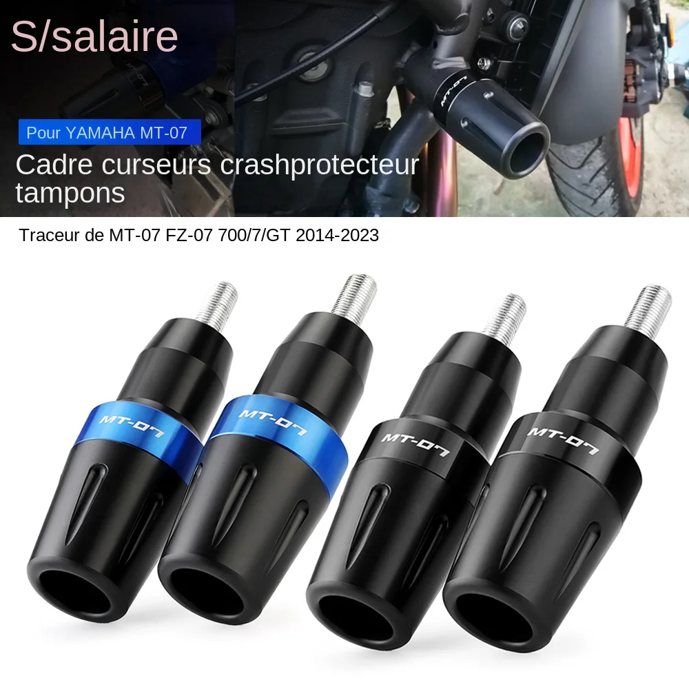 Patins De Protection Cadre Moto Yamaha MT07 2014-2024 - Sliders En Aluminium Anodisé Bleu, Protection Chute, Pour MT-07 FZ07 Tracer 700
