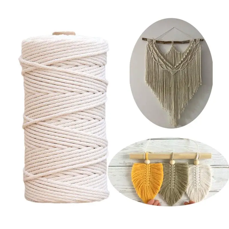 1mm-10mm 100% Cotton Macrame Cord Rope String DIY Handmade Wall Hangings Natural Rope Sewing Bohemia Wedding Home Decoration