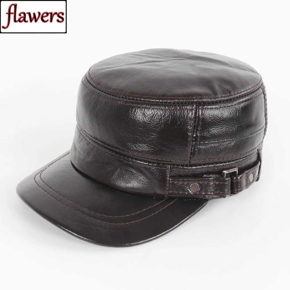 

Men Winter Real Cowhide Lerther Hat Outdoor Keep Warm Natural Cow Leather Cap Male Genuine Cowhide Lerther Hat Ear Protection