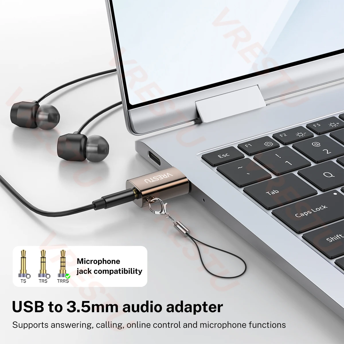 USB to 3.5mm Audio Jack Adapter Portable USB to AUX Audio Jack External Stereo 2 in 1 Sound Card for Headset Headphone Laptop PC
