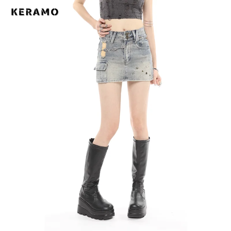 

2023 Summer Korean Y2K Style Harajuku High Waist Appliques Jeans Skirts For Women Sexy Slim Fit Hotsweet Blue Denim Skirt