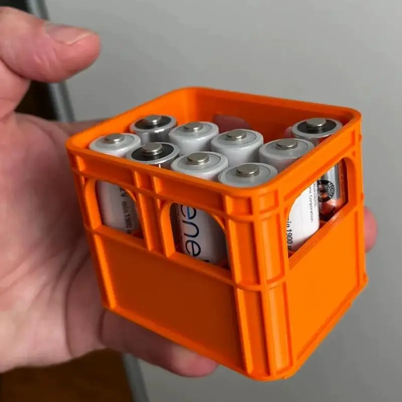 3D Printed Stackable Battery Storage Box DIY Beer Crate Style AA/AAA 18650 Battery Holder Dustproof Organizer Home Garage