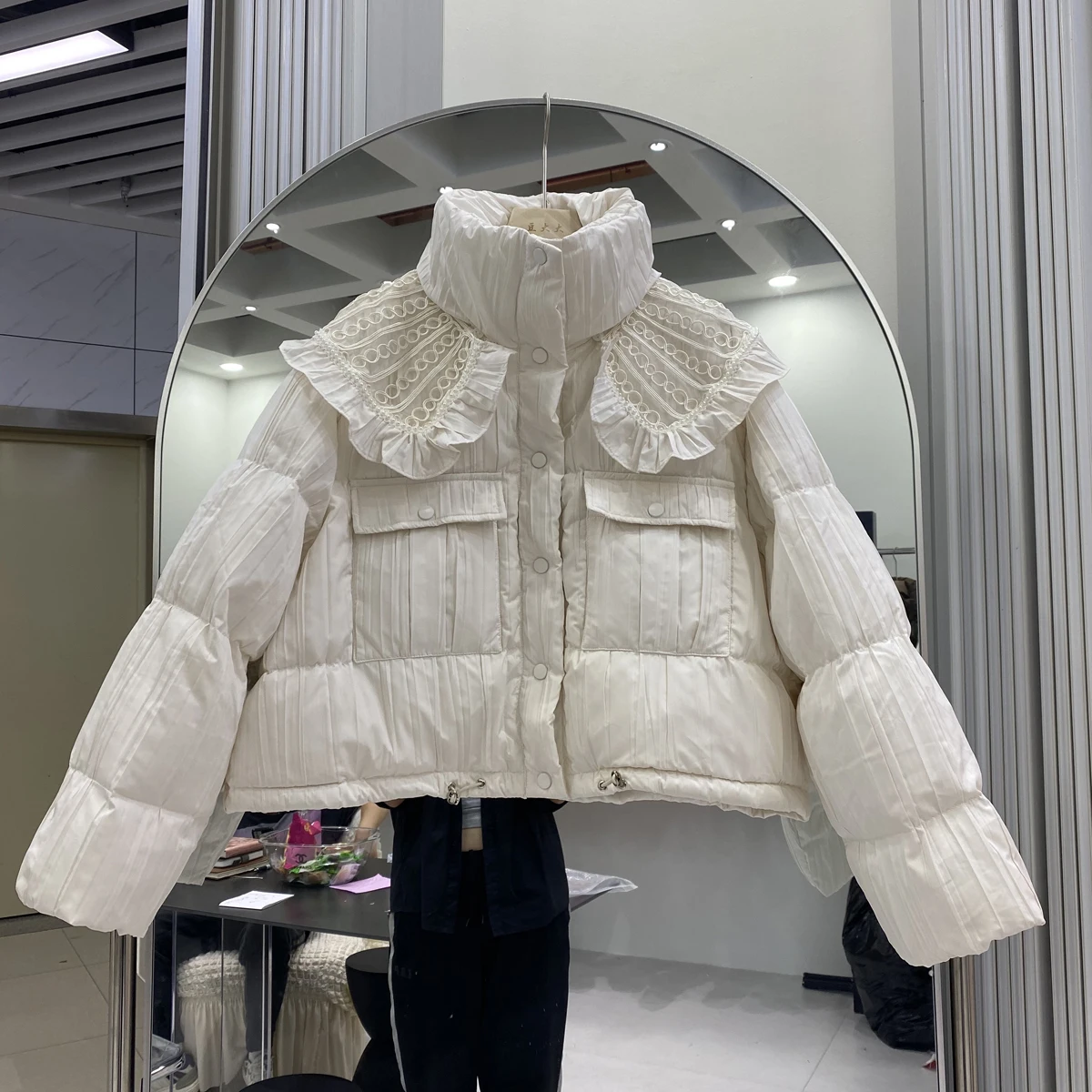 

Autumn Winter 2023 New Down Jacket Women's Cute Fashion White Duck Down Long Sleeve Warm Casual Coat Camperas De Mujer L285