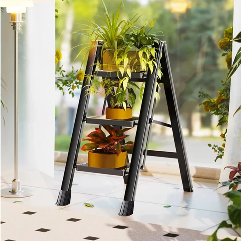 Household portable Thickened Aluminum Stairs Small Ladder Indoor Folding Ladder Stool Carbon Steel Home Use telescopic