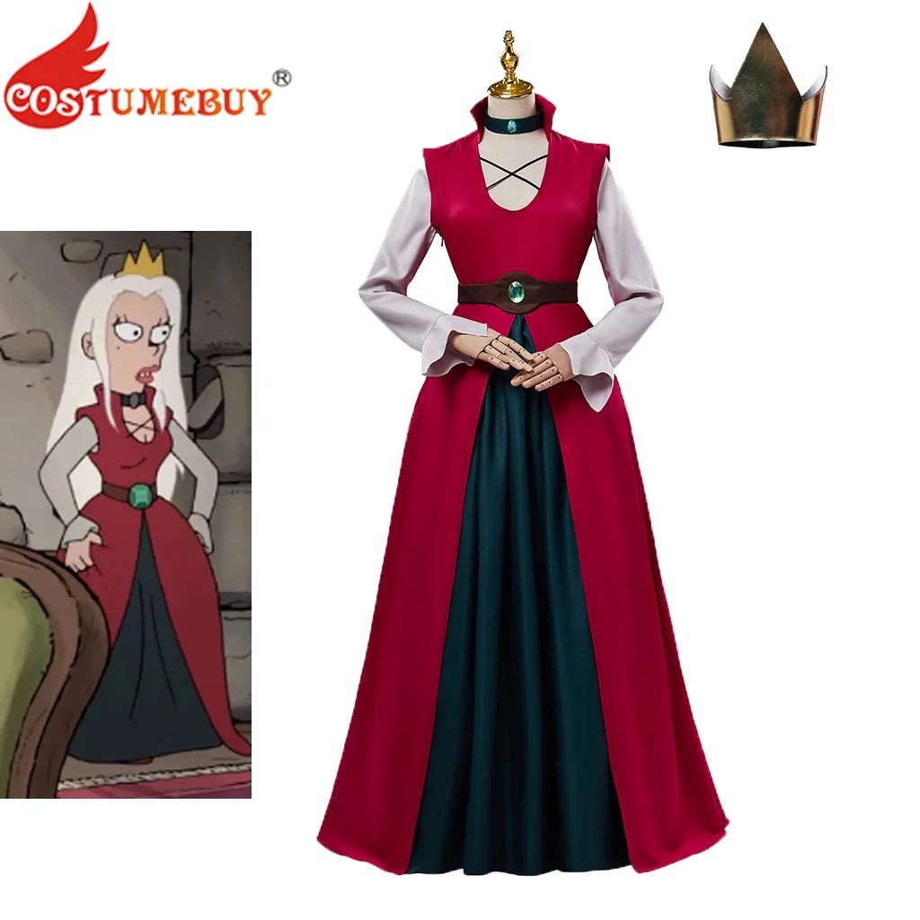 

Queen Dagmar Cosplay Costume Adult Women Red Dress Halloween Costume Outfits with Crown Carnival Roleplay Party Suit