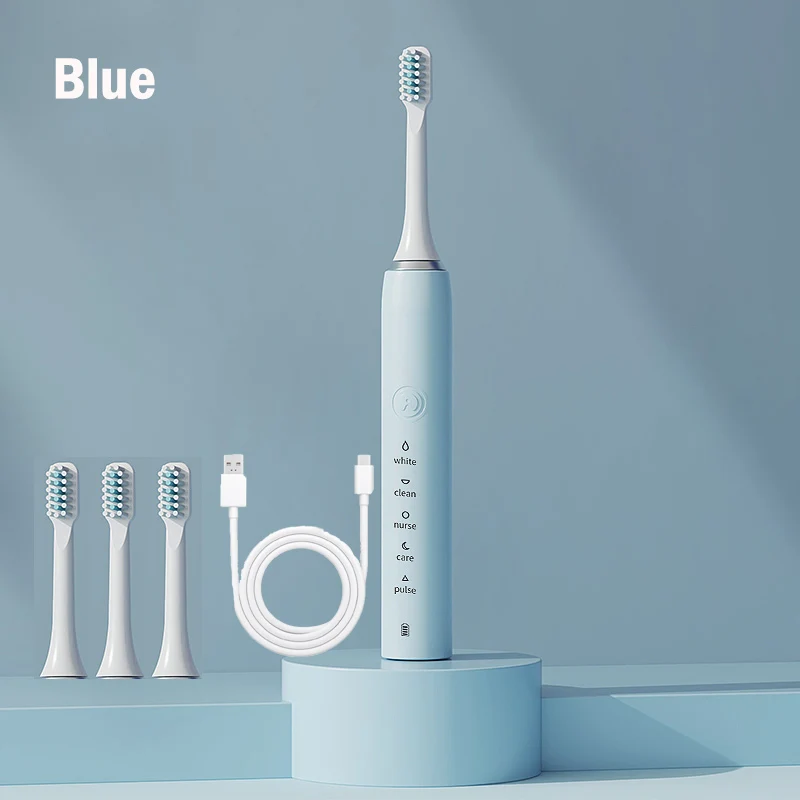thumbnail image 1 of Cepillo de dientes eléctrico ultrasónico, recargable, resistente al agua, para adultos, con temporizador, lavable, para blanquear los dientes, 1 of 5